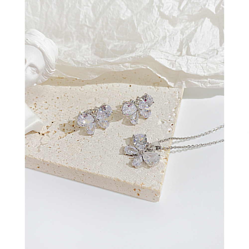 Sweet Butterfly Stainless Steel Plating Metal Earrings Necklace