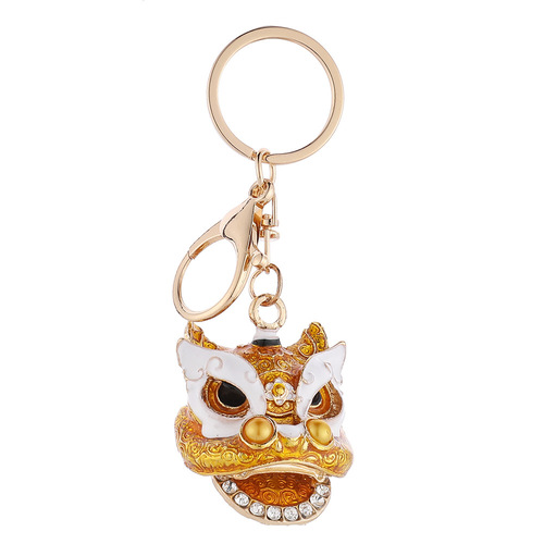 New lion awakening keychain unicorn diamond Chinese style little lion bag pendant Foshan lion dance creative small gift