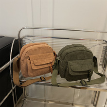 灯芯绒小方包女新款时尚纯色布艺手机包校园风女生休闲单肩斜挎包