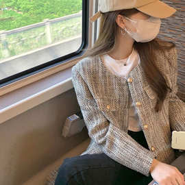 2024春秋新款韩版小香风短款外套女休闲高级感显瘦宽松开衫上衣女