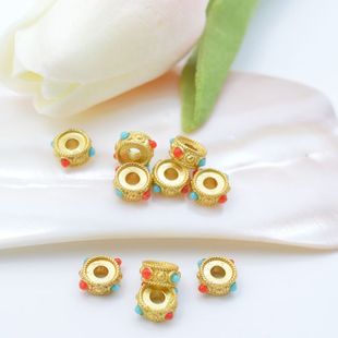 DIY Jewelry Accessories Ancient Gold Enamel Spacer Beads Color-Preserving Sand Gold Dragonfly Eye Spacer