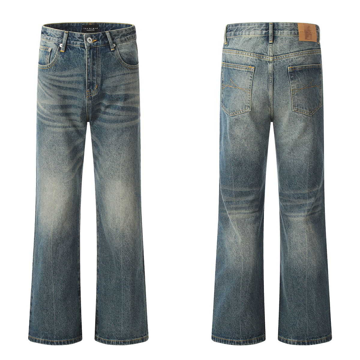 11KN American Jeans Retro High Street cleanfit Washed Trendy Slim Vibe All-match Long Pants Cross-border