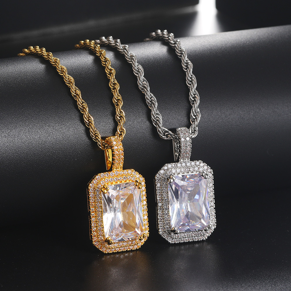 Fashion Geometric Copper Inlay Zircon Pendant Necklace 1 Piece
