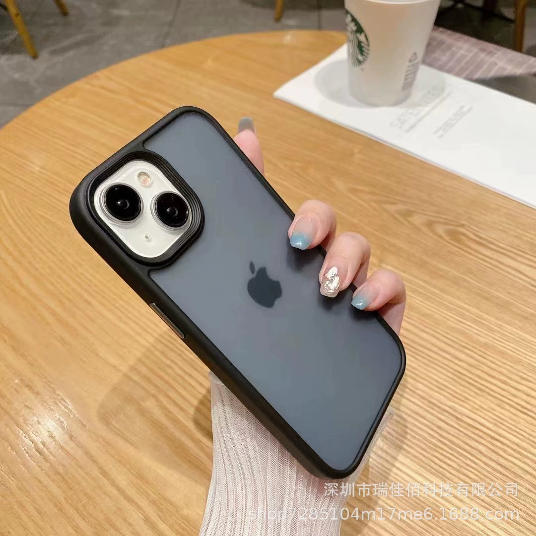Матовый акриловый чехол с металлической окантовкой (Apple) для iPhone 13/14/15 — защитный тонкий