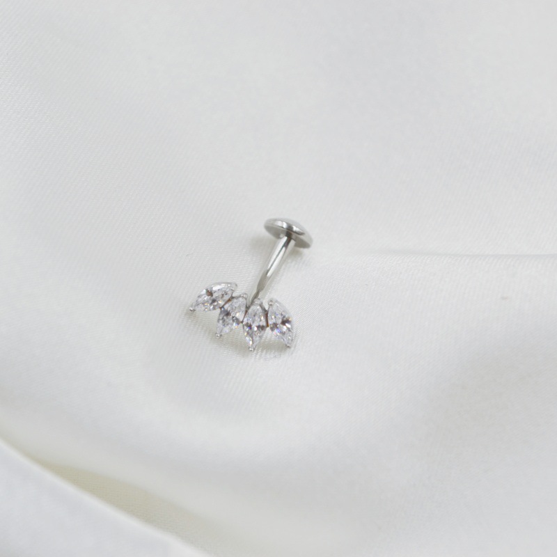Zirconia Navel Piercing Ring Stainless Steel Belly Button Jewel_voghion.com