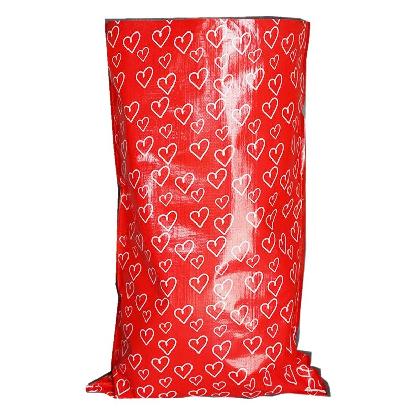 Цветная печать Пластиковое покрытие Тканая сумка Домашний текстиль Мультяшная упаковка Экспресс Красное сердце Плюшевые игрушки с покрытием Водонепроницаемая сумка из змеиной кожи