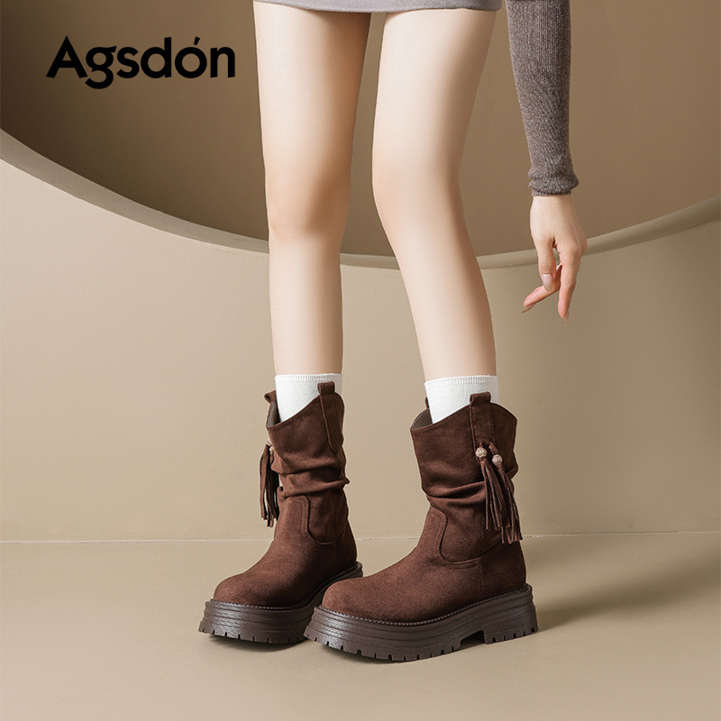 Antiguo león montar botas cortas para mujeres 2026 nuevo otoño invierno plegado botas vaqueras occidentales botas de estilo británico Martin