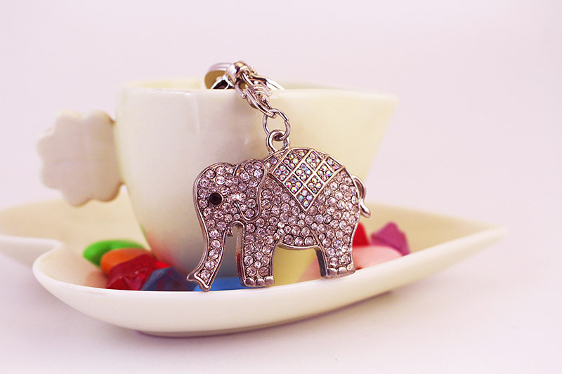 Daily Occasion Cute Elephant Zinc Alloy Plating Rhinestones Unisex Keychain