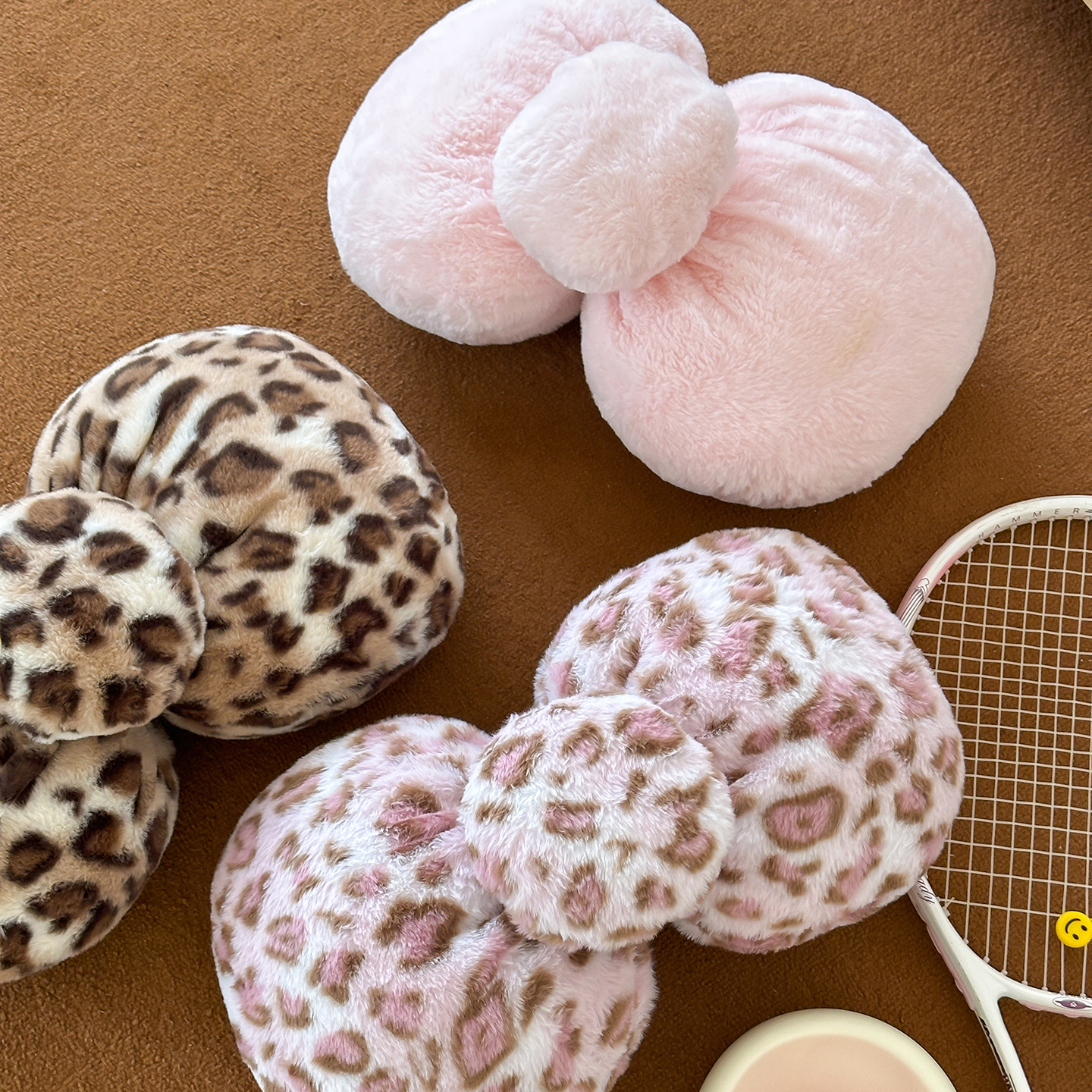 Sleeping Partner ~ Super Soft Plush Bow Leopard Print Pillow for Girls to Sleep On, Sofa Lumbar Pillow, Bed Pillow