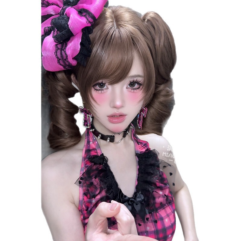 假发女自然减龄双马尾虎口夹罗马卷lolita新款女日常卷发短发小卷|undefined