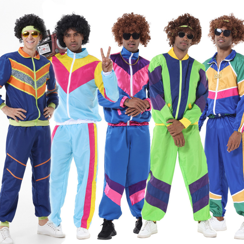 European and American 80's retro hippie Cosplay performance costume Hiphop jazz dance costume clown costume funny European and American 80's retro hippie Cosplay performance costume Hiphop jazz dance costume clown costume funny