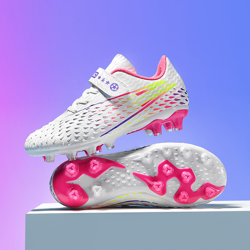 Kids' Velcro spikes indoor training soccer shoes for boys and girls_voghion.com