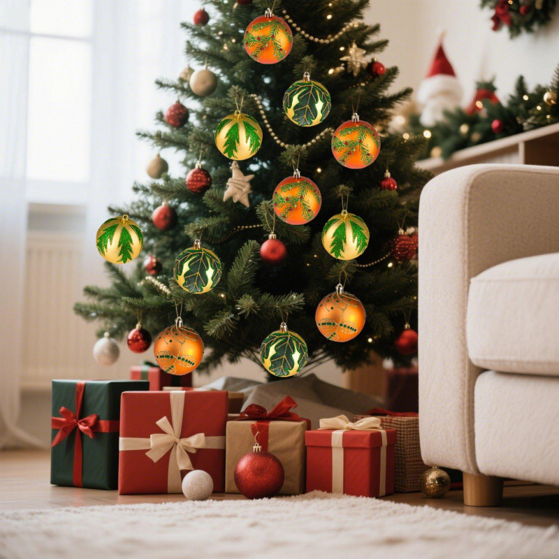 Inventario pintado 8cm conjunto de 9 Navidad árbol de Navidad decoración del hogar fiesta atmósfera del lugar decoración vestido