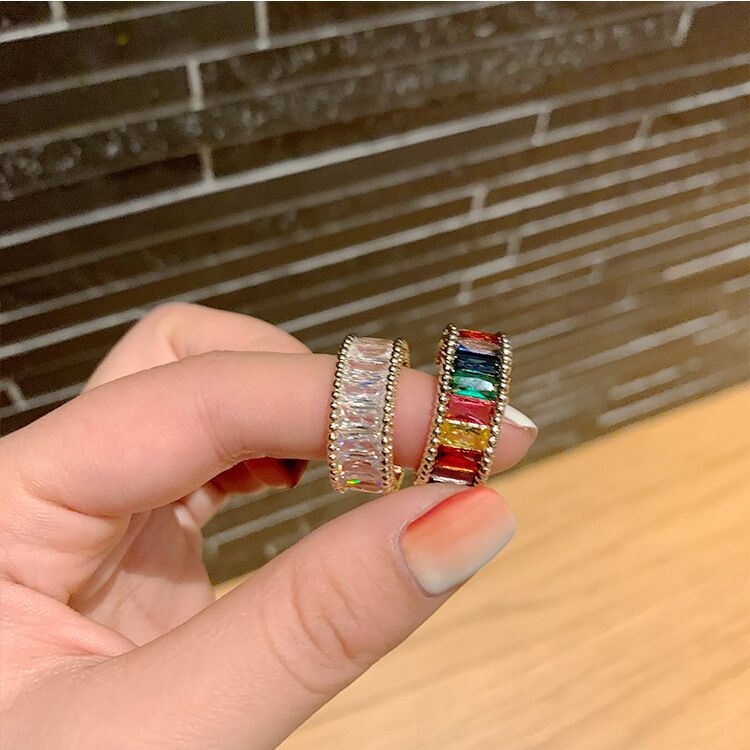 rainbow creative fashionable adjustable ring with stone with zircon…
