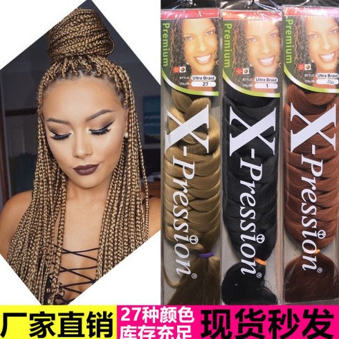 xpression africano negro sucio trenza peluca colorida gran trenza peluca fibra química gran trenza extensión de trenza