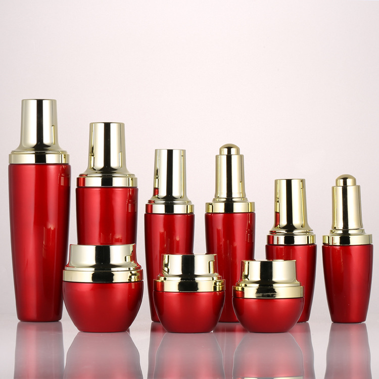 Factory Spot Direct Sales 20G-50G Chinese Red Facial Cream Glass Bottle 30Ml-120Ml Facial Cleanser/Dropper