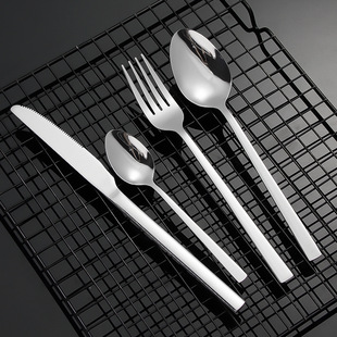 European-style Stainless Steel Tableware Knife, Fork and Spoon Hotel Household Western-style Steak Knife, Fork and Spoon Dessert Spoon Mixing Spoon Four-piece Set