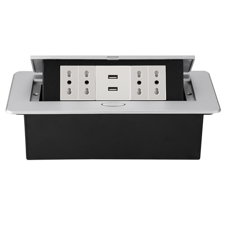 Factory Best Selling Italian Power Socket Information Box Embedded Flush Mount Pop-Up Office Desk Power Socket Chile