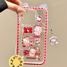 闪钻古早猫咪适用iPhone16promax手机壳苹果15pro可爱挂件14/13韩