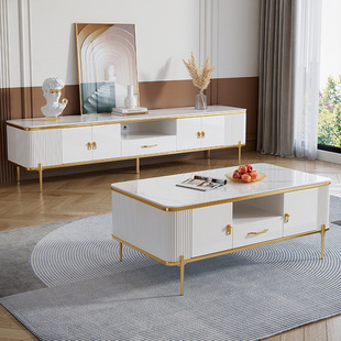 Modern light luxury Rock Board TV cabinet tea table combination living room large and small apartment fashion simple multifunctional storage floor cabinet
