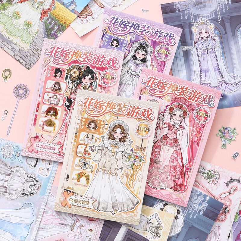 Xinmo Girl Dress-Up Stickers: Flower Language Wedding Dress Outfits, Miniature Scenes, Makeup Games, Journal Decoration Stickers