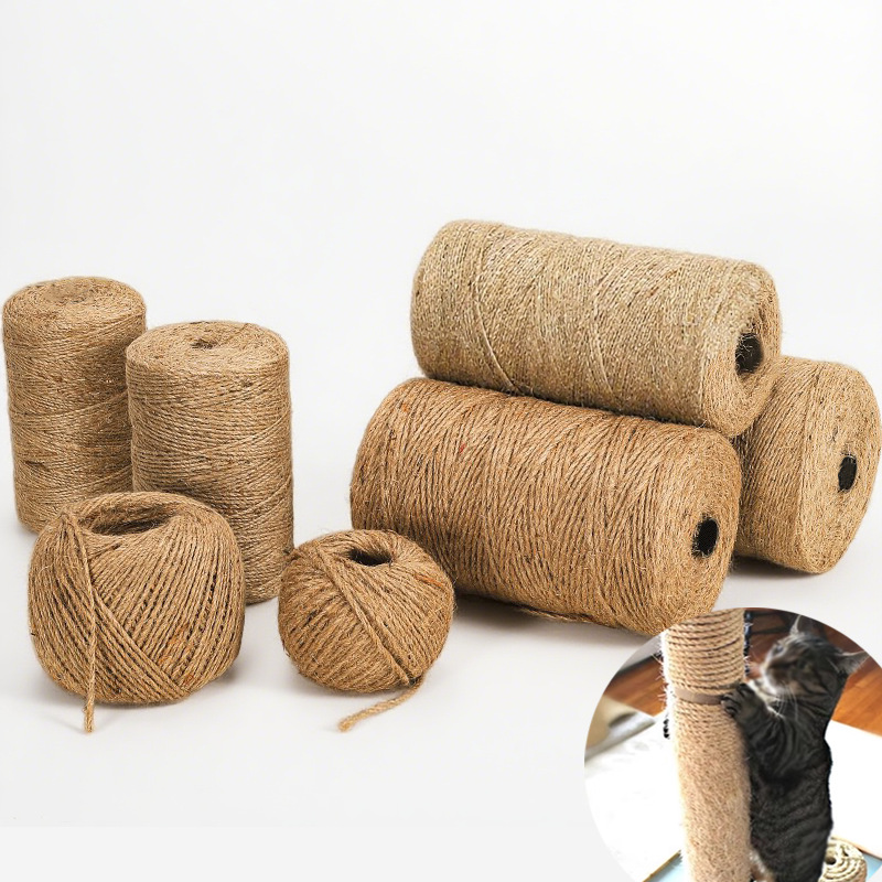 Cordas de yute atadas de cuerda trenzadas a mano lámpara retro tela de lino DIY gatos material de escalada decoración de cuerda