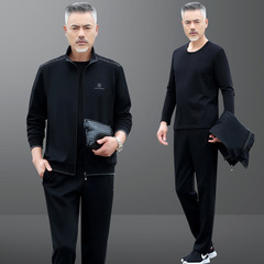 Midlife men's large size dad autumn coat outerwear senior men's casual wear three-piece set running clothes