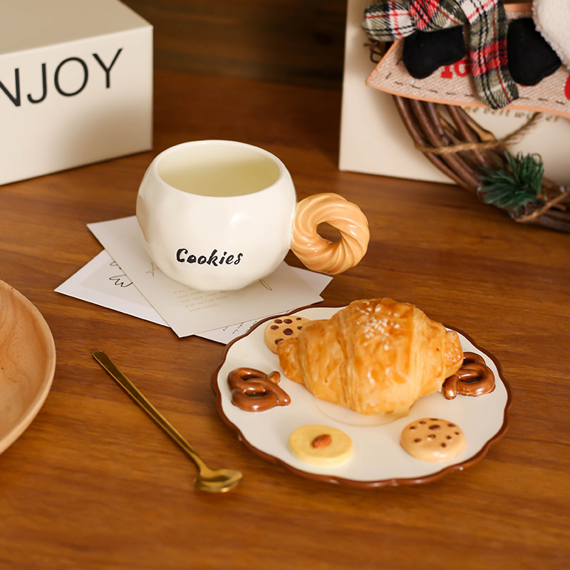 Nordecoins crema de cerámica taza de café plato de alta sensación de diseño creativo taza de café caja de regalo al por mayor