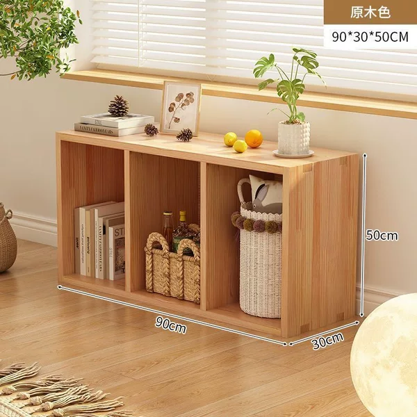 Solid wood bay window cabinet, single-tier storage shelf, floor-standing low cabinet, bookcase, storage cabinet, and shelving unit for home use