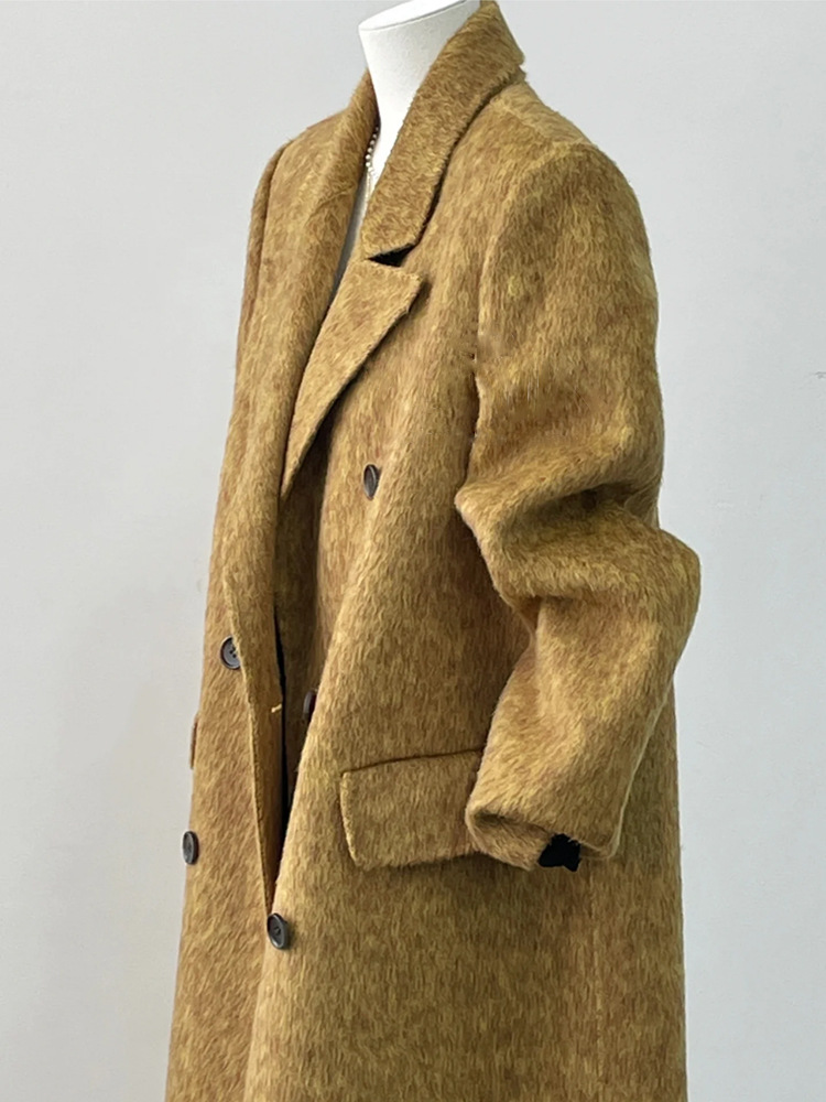 Demi-season woolen long elegant double-sided cashmere woolen coat