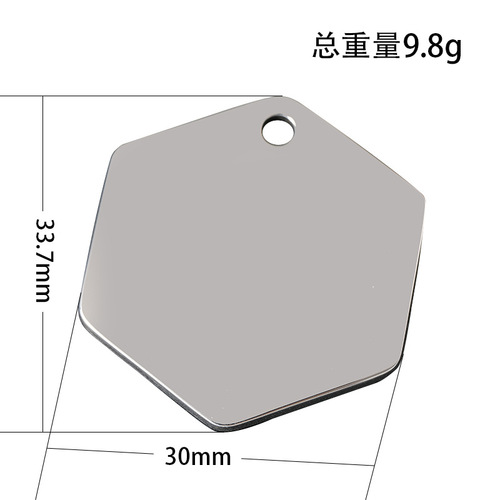 Factory Direct Sales Stainless Steel Hexagon Laser UV Color Printing Blank Material Festival Gift Engraved Stainless Steel Pendant