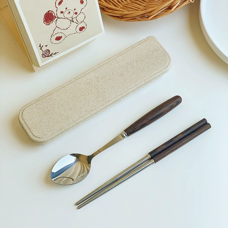 Корейская ложка для дома, вилка нержавеющая сталь, столовые приборы, палочки, интернет-знаменитость, нержавеющая сталь AISI 304