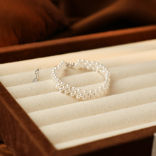 925银手链 手工编织多层珠珠手环女法式轻奢高级气质百搭手饰品