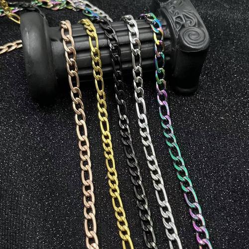 3/4/5/6MM Figaro necklace 3+1NK stainless steel vacuum plated steel/gold/black/rose gold/color necklace