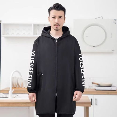 Large size protective raincoat with thermal lining, autumn fashionable new workwear for men and women, anti-dirt apron, hooded jacket large