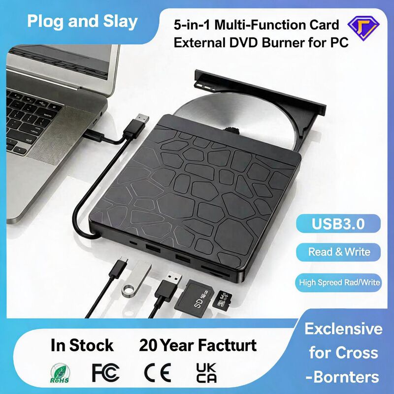 Computer burning optical drive 5 in 1 multi-function card external optical drive docking station HUD burner 2 in 1 read dvd Computer burning optical drive 5 in 1 multi-function card external optical drive docking station HUD burner 2 in 1 read dvd