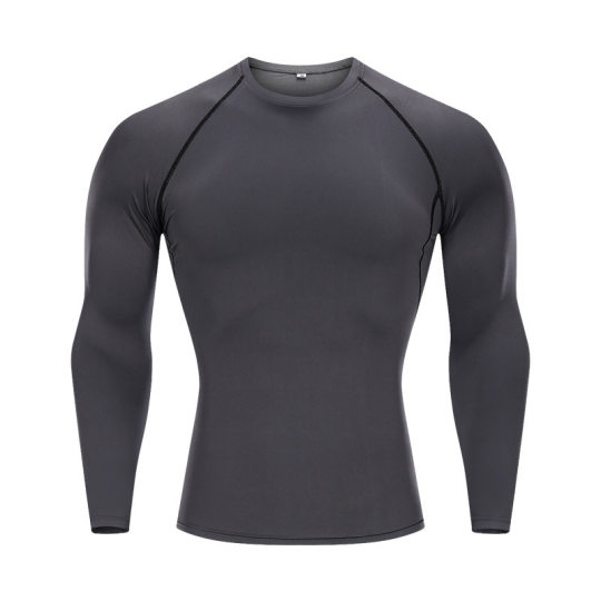 Tight Long-sleeved Men's Crewneck Sports Base Clothes T-shirt Breathable Quick-drying Clothes Sports Training Running Fitness Clothes