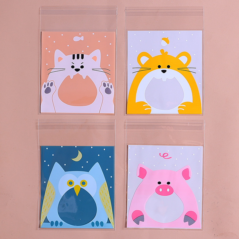 Bolsa de galletas de embalaje para hornear de grado alimenticio bolsa de galletas bolsa ziplock de dibujos animados jabón hecho a mano bolsa de aperitivos dulces 100/bolsa