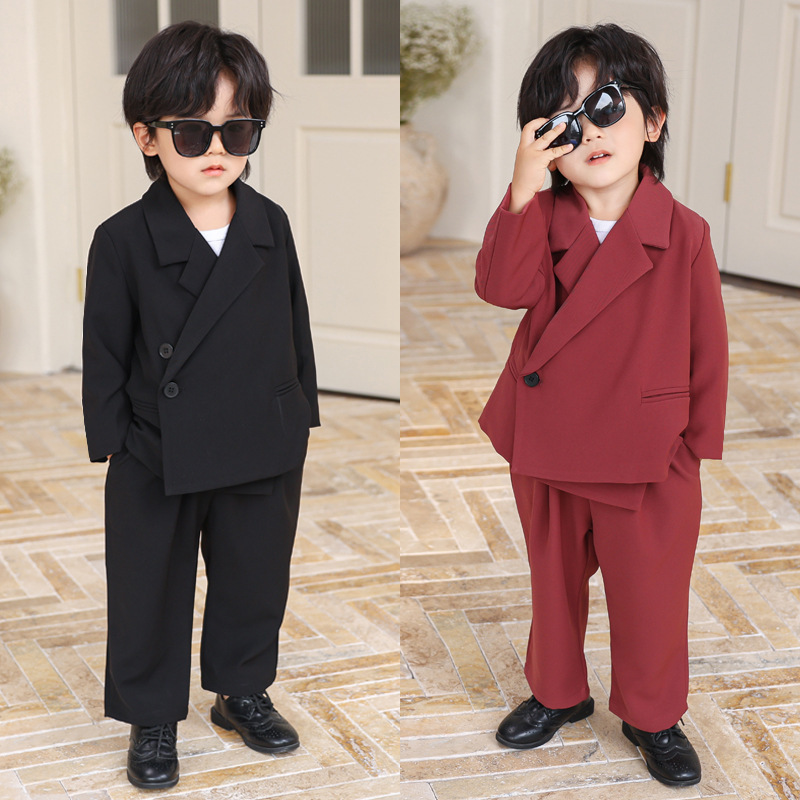 Children's Wear Suit Spring Casual Korean Men's and Women's Long Sleeve Suit Pants Two-Piece Set One-Piece Hair