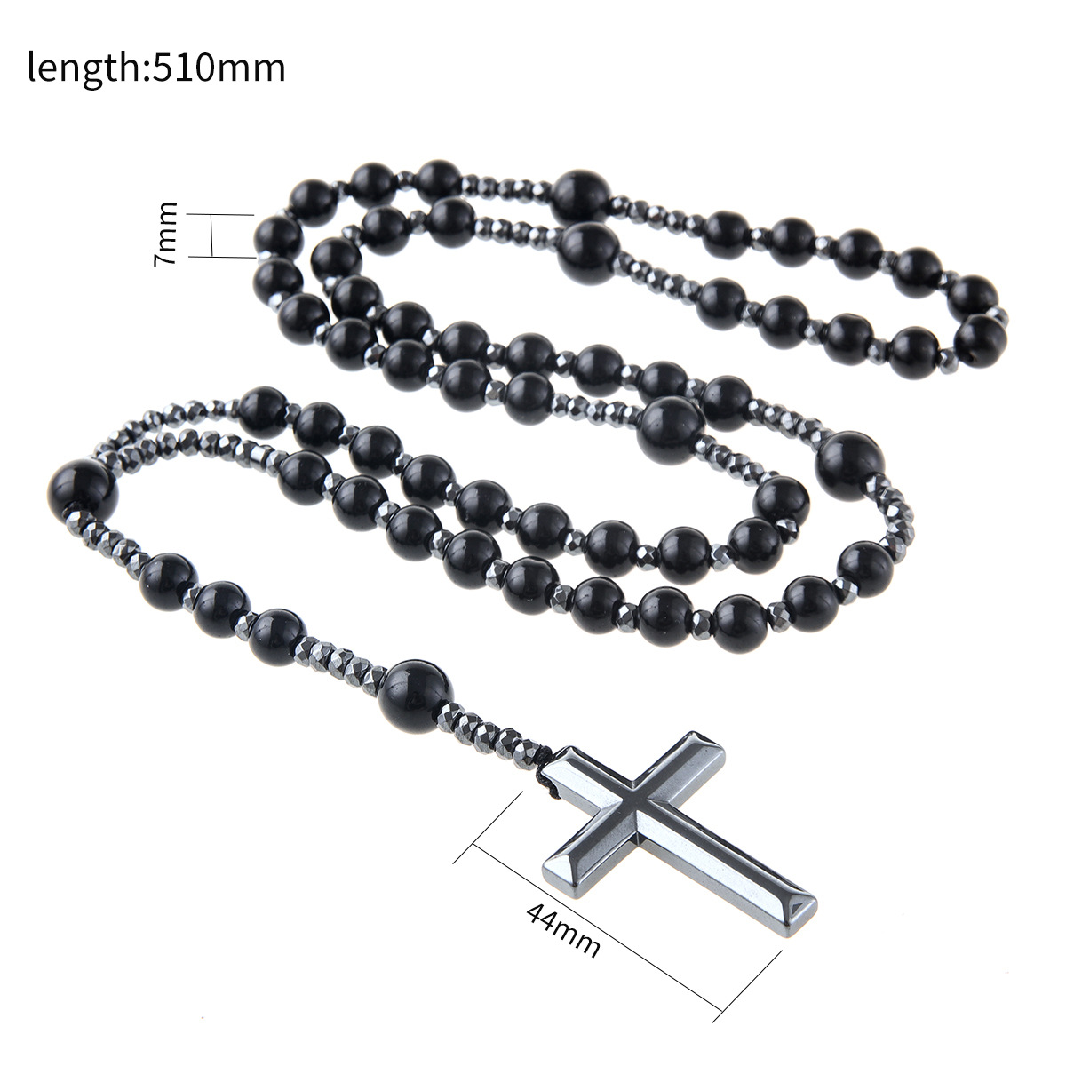 Black Cross Pendant Necklace Image 6