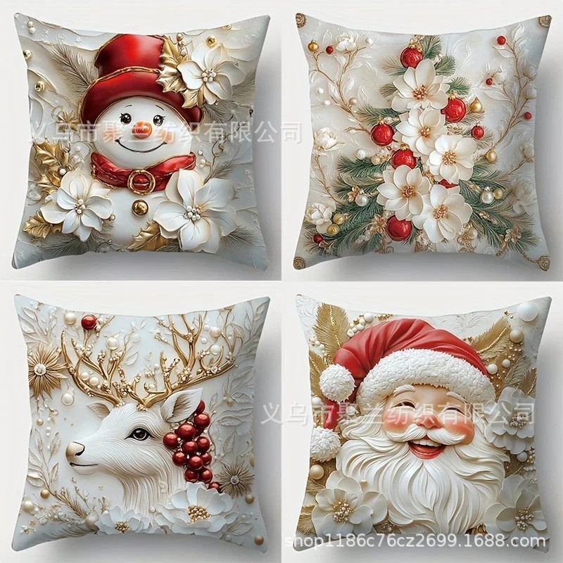 Navidad encontrada explosión abrazo funda de almohada festivales conejo alce decoración sofá atmósfera sensación de lino funda de cojín al por mayor image 39