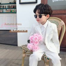 儿童西装套装男童王子生日礼服花童白色小西服男孩钢琴主持演出服