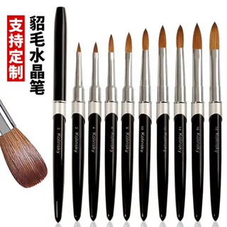 跨境亚马逊热销金属美甲纯貂毛水晶笔西伯利亚kolinsky貂毛美甲笔