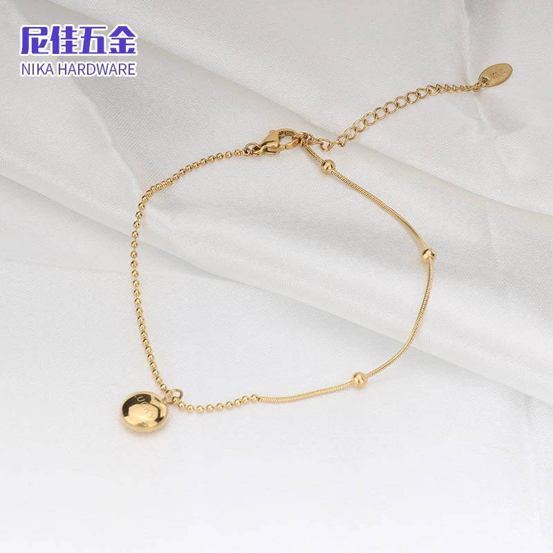 Small golden ankle bracelet stainless steel, internet celebrity, light luxury style