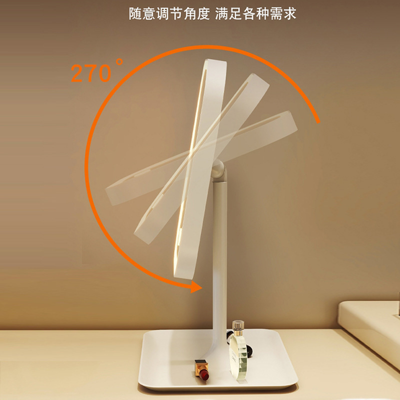 Espejo de maquillaje inteligente LED luminoso con luz, tocador de dormitorio de niñas, espejo de tocador, espejo de relleno de escritorio de dormitorio de estudiantes