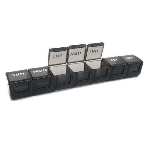 Portable Weekly 7-Compartment pill organizer, large PP 7-compartment pill box for medication sorting and storage