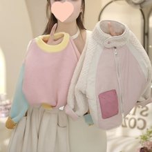 女童冬季套装2025新款加厚保暖棉服糖果色针织衫加绒裤子三件套潮