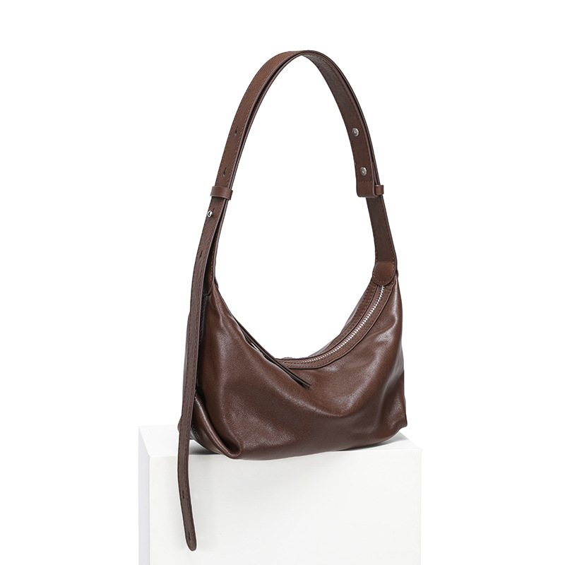 Genuine Leather Women's Underarm Bag 2025 New Retro Crossbody Bag High-Quality Texture Commuter Bag Fashion Versatile Shoulder Bag - Thumbnail 7
