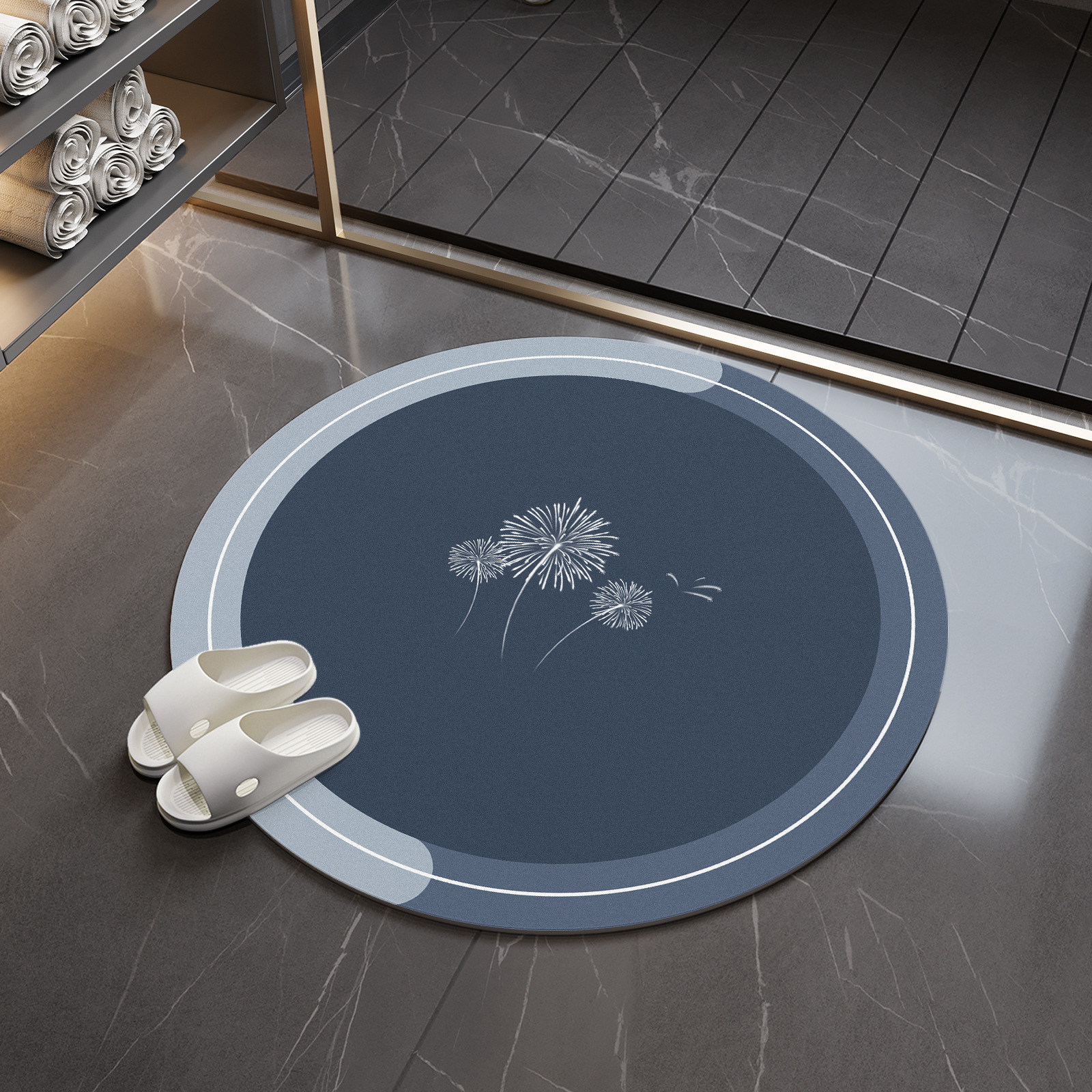 Baño redondo inodoro almohadilla de suelo de barro de diatomeas suave almohadilla de absorción de agua puerta de baño anti-deslizante pie de baño inodoro