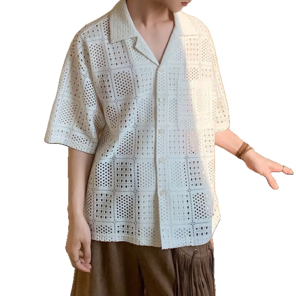 Polo camisa de punto camisa de manga corta hombre con solapa agujerada camisa camiseta vieja camiseta de viento de verano fábrica transfronteriza al por mayor